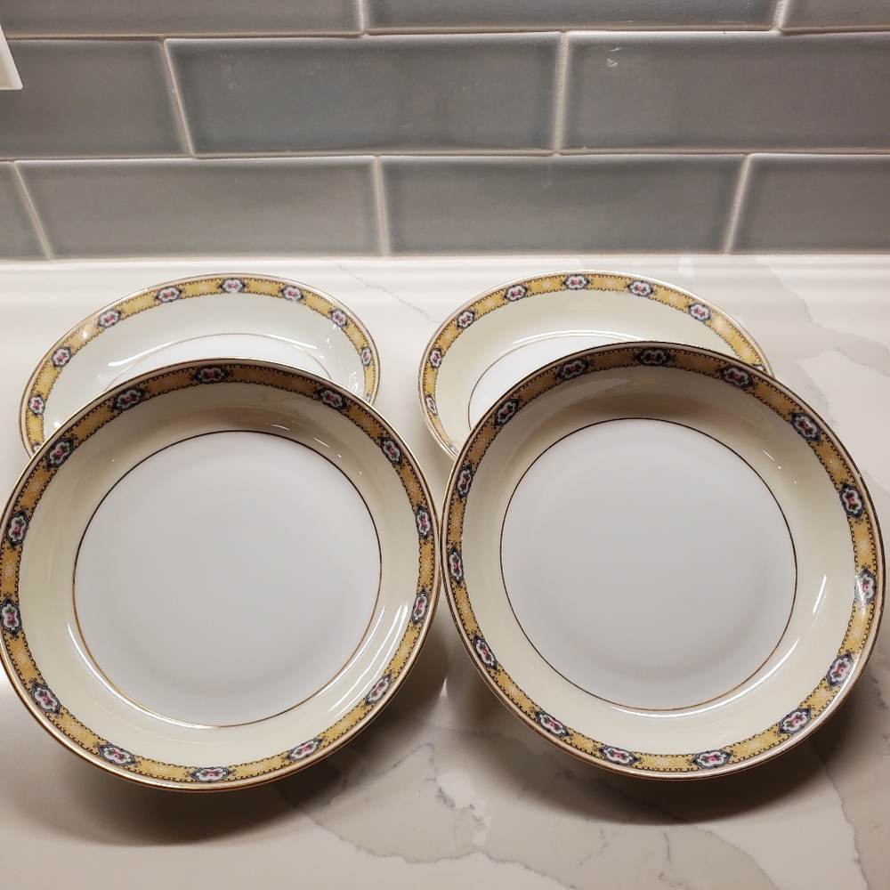 Heinrich & Co 7.5 inch bowl, Germany, floral, yellow, 4 bowls